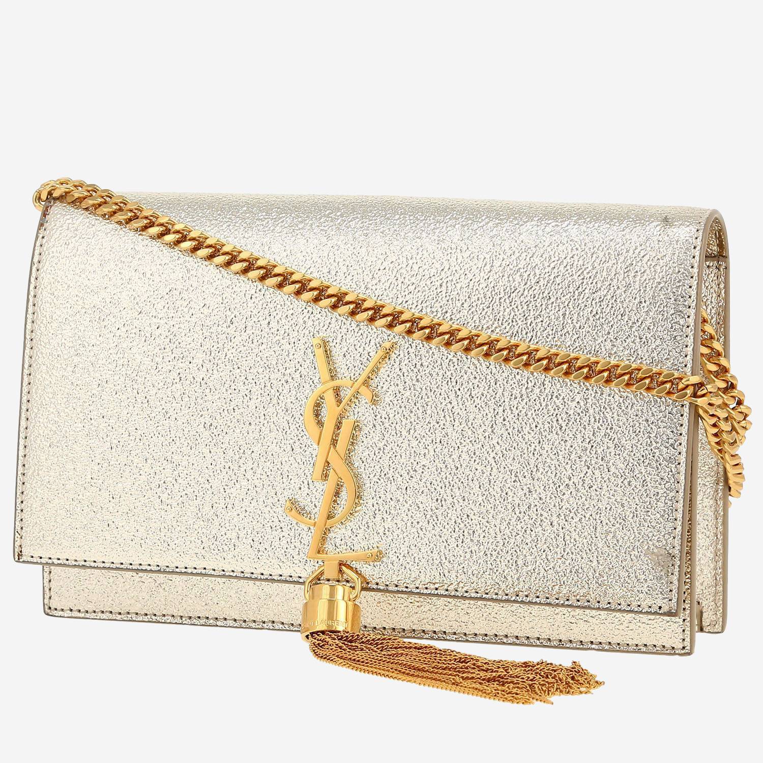 Sac bandoulière Saint Laurent  Kate Pompon en cuir doré