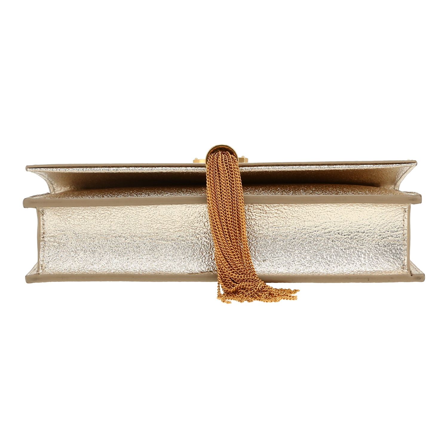 Bolso bandolera Saint Laurent  Kate Pompon en cuero dorado - Detail D1