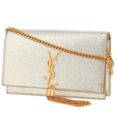 Saint Laurent  Kate Pompon shoulder bag  in gold leather
