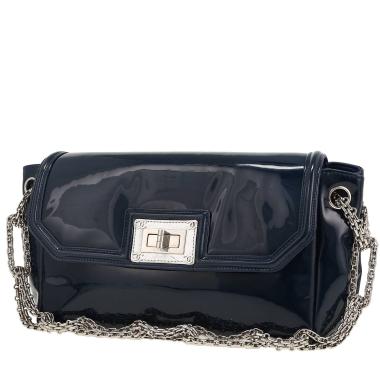 Borsa Chanel   in pelle verniciata blu marino