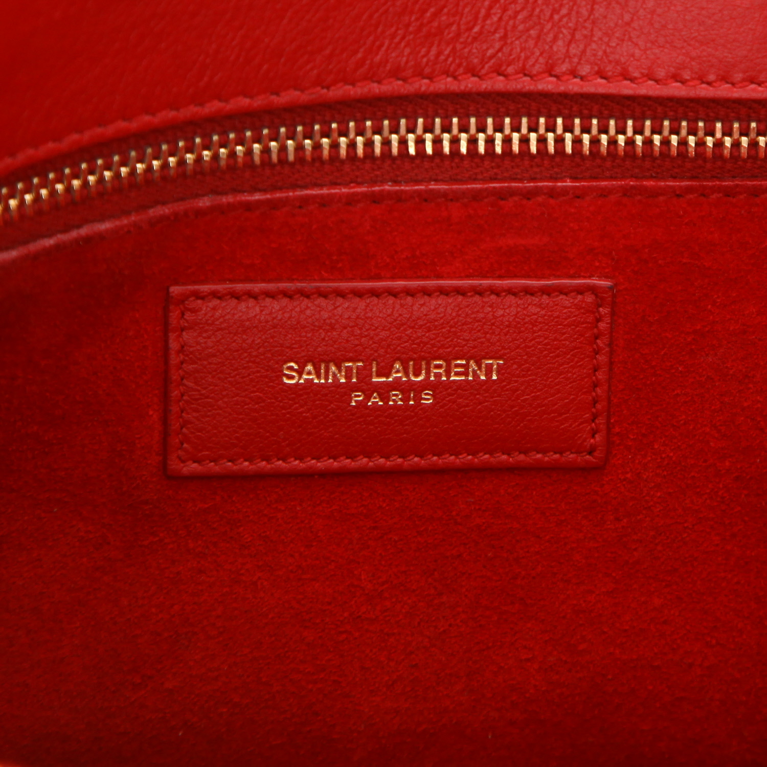 Sac à main Saint Laurent  Sac de jour petit modèle  en cuir rouge - Detail D2