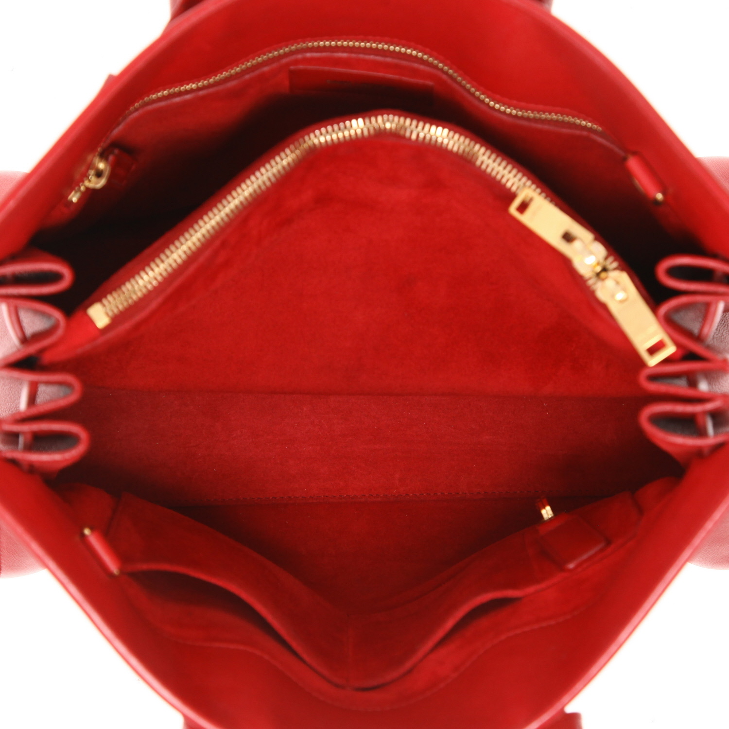 Bolso de mano Saint Laurent  Sac de jour modelo pequeño  en cuero rojo - Detail D3