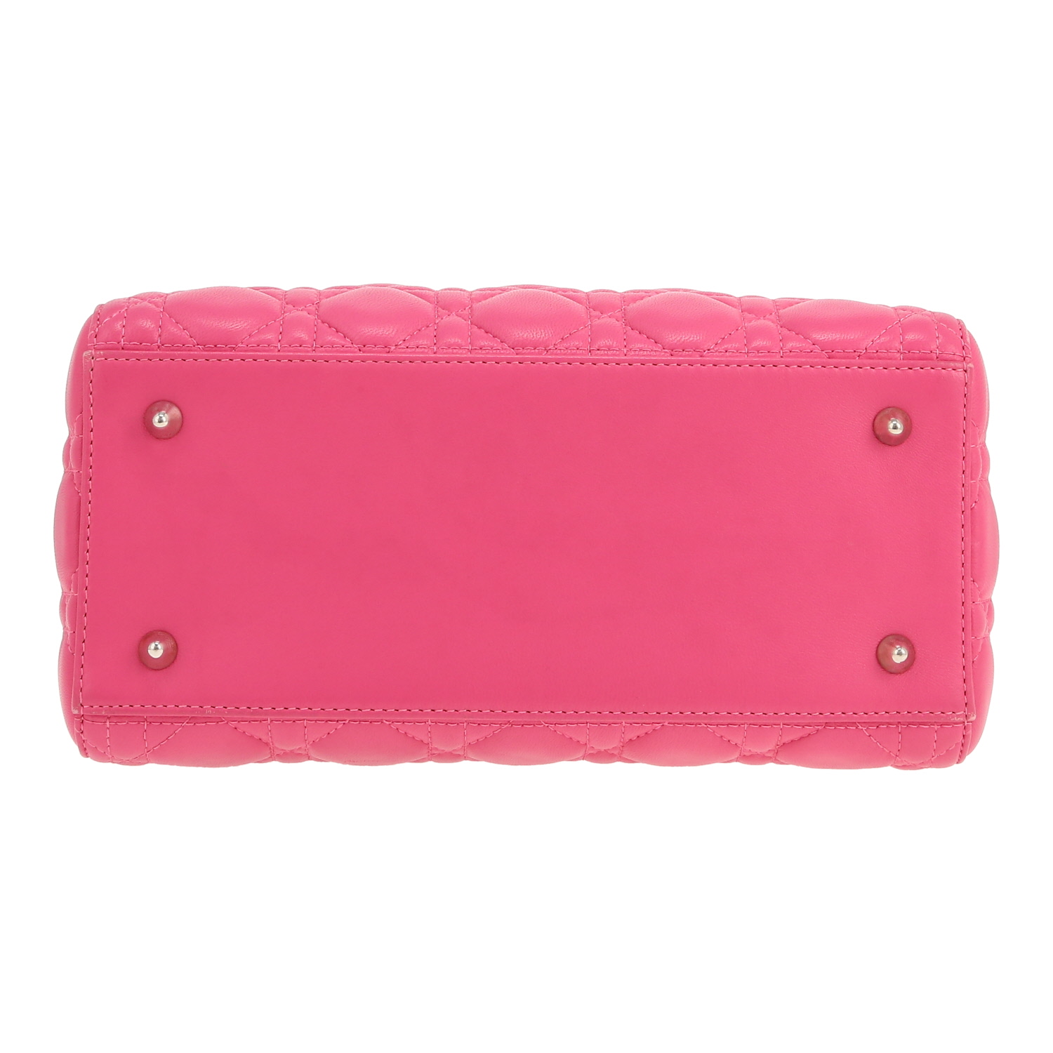 Bolso de mano Dior  Lady Dior en cuero cannage rosa - Detail D1