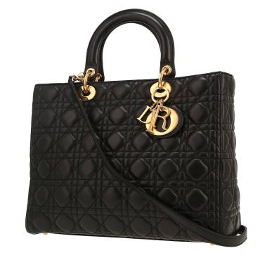 Bolso de mano Dior  Lady Dior en cuero cannage negro