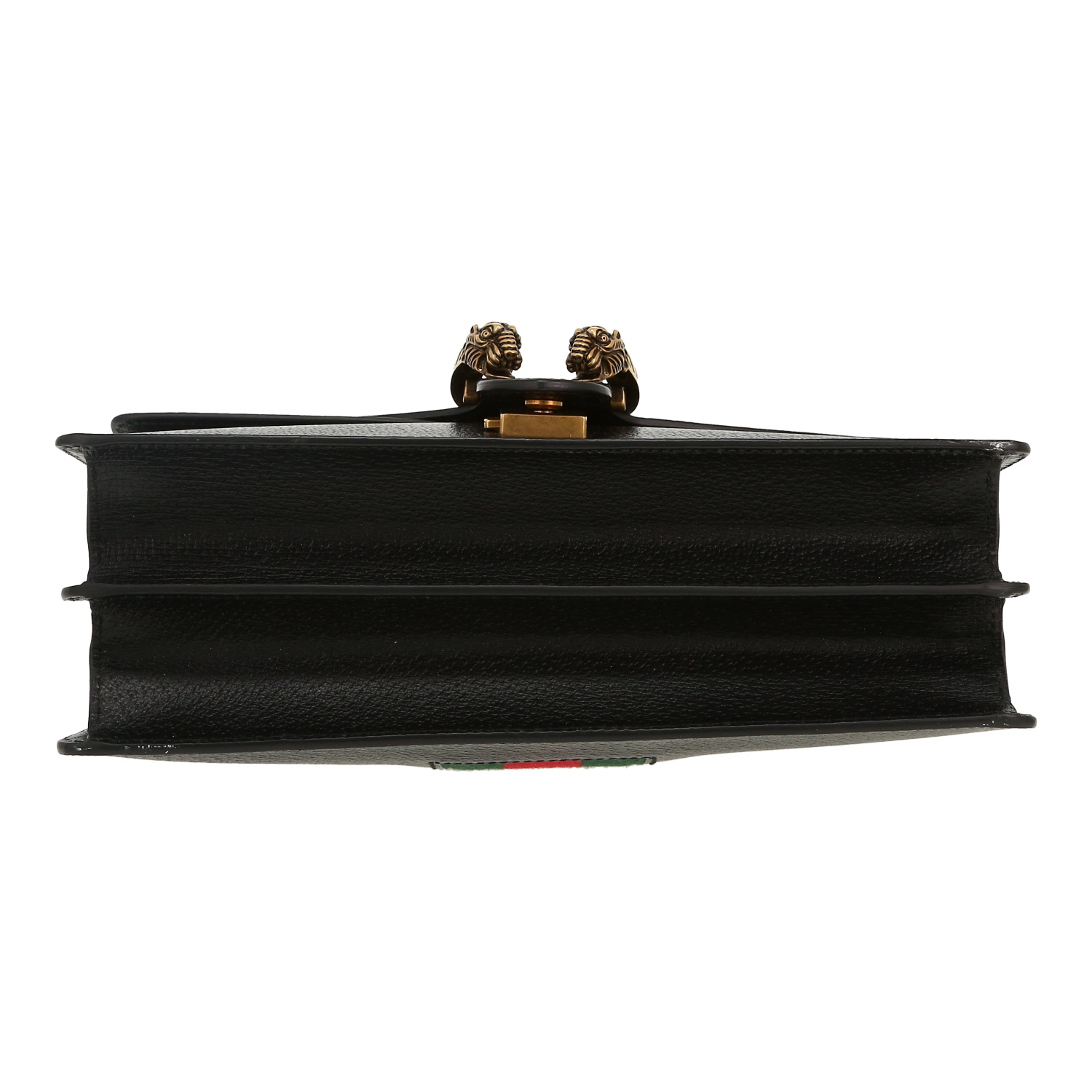 Gucci  Dionysus bag worn on the shoulder or carried in the hand  in black leather  and bicolor canvas - Detail D1