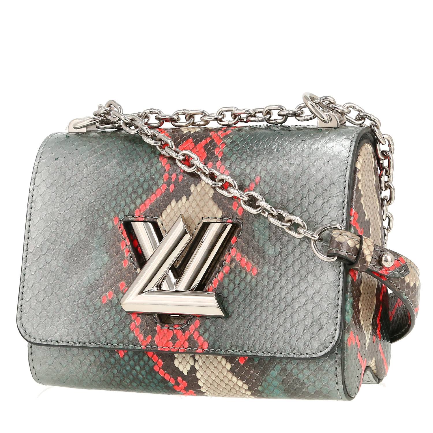 Louis Vuitton Twist shoulder bag in khaki, red, black and beige python