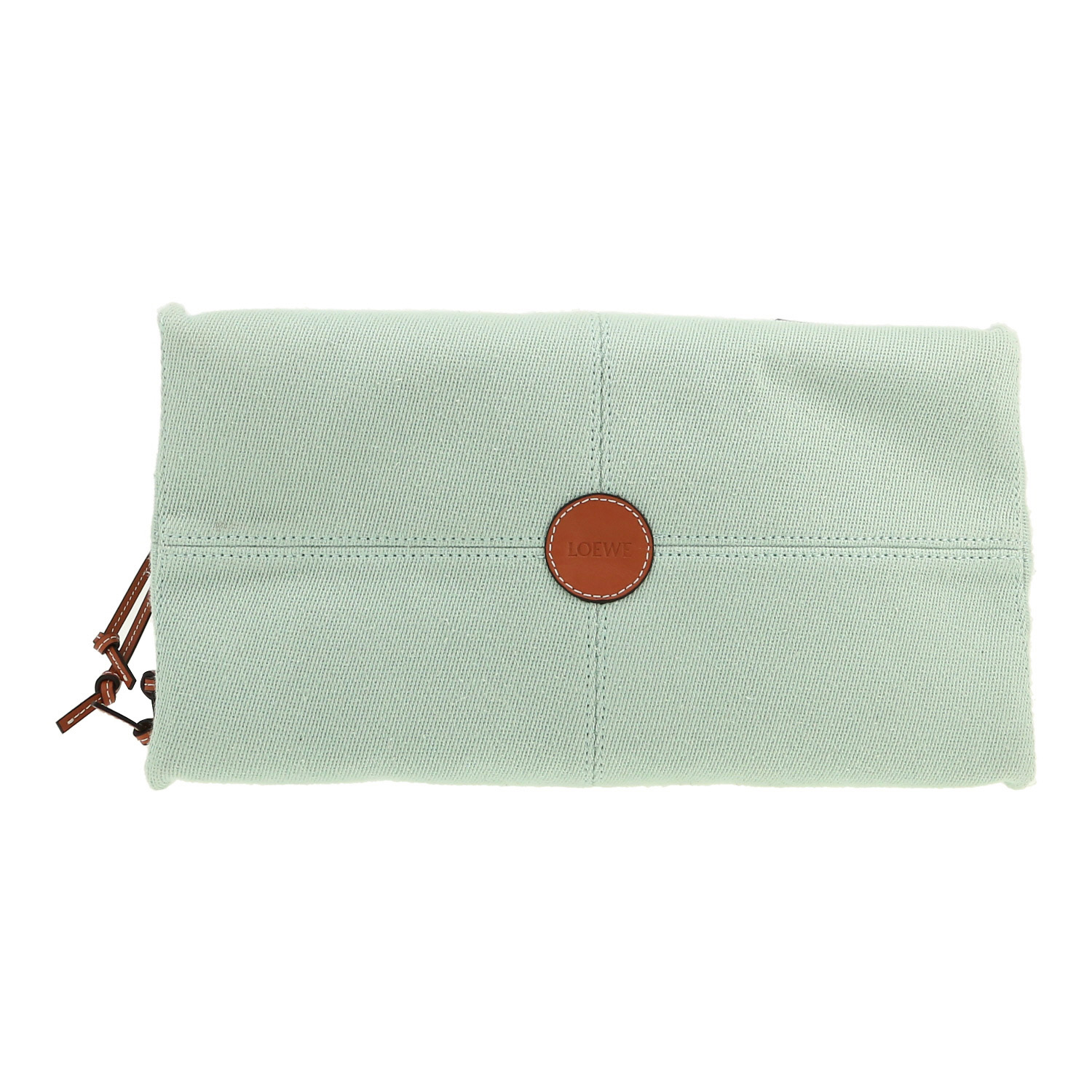 Shopping bag Loewe  Cushion in tela celeste e pelle marrone - Detail D1