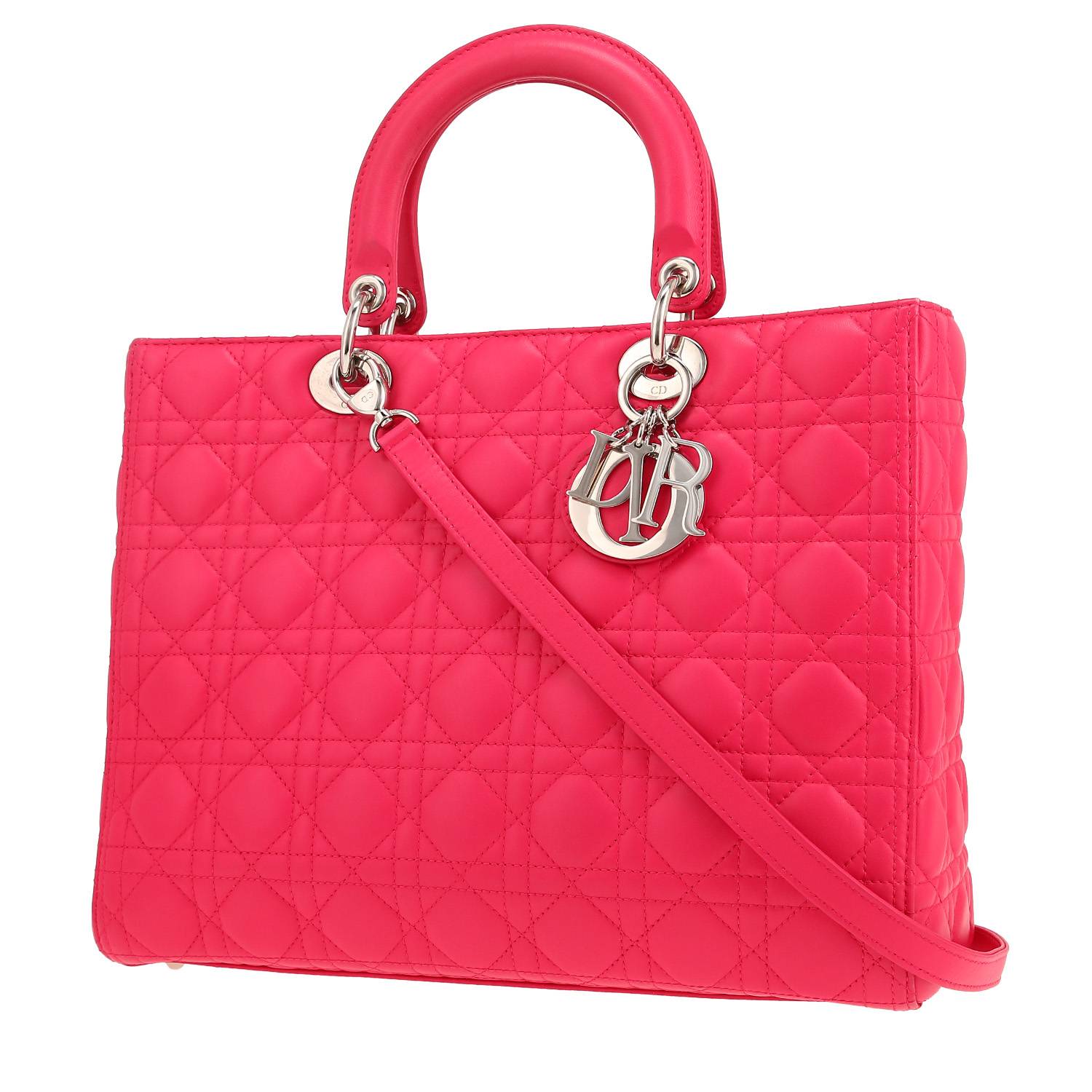 Dior  Lady Dior handbag  in pink leather cannage