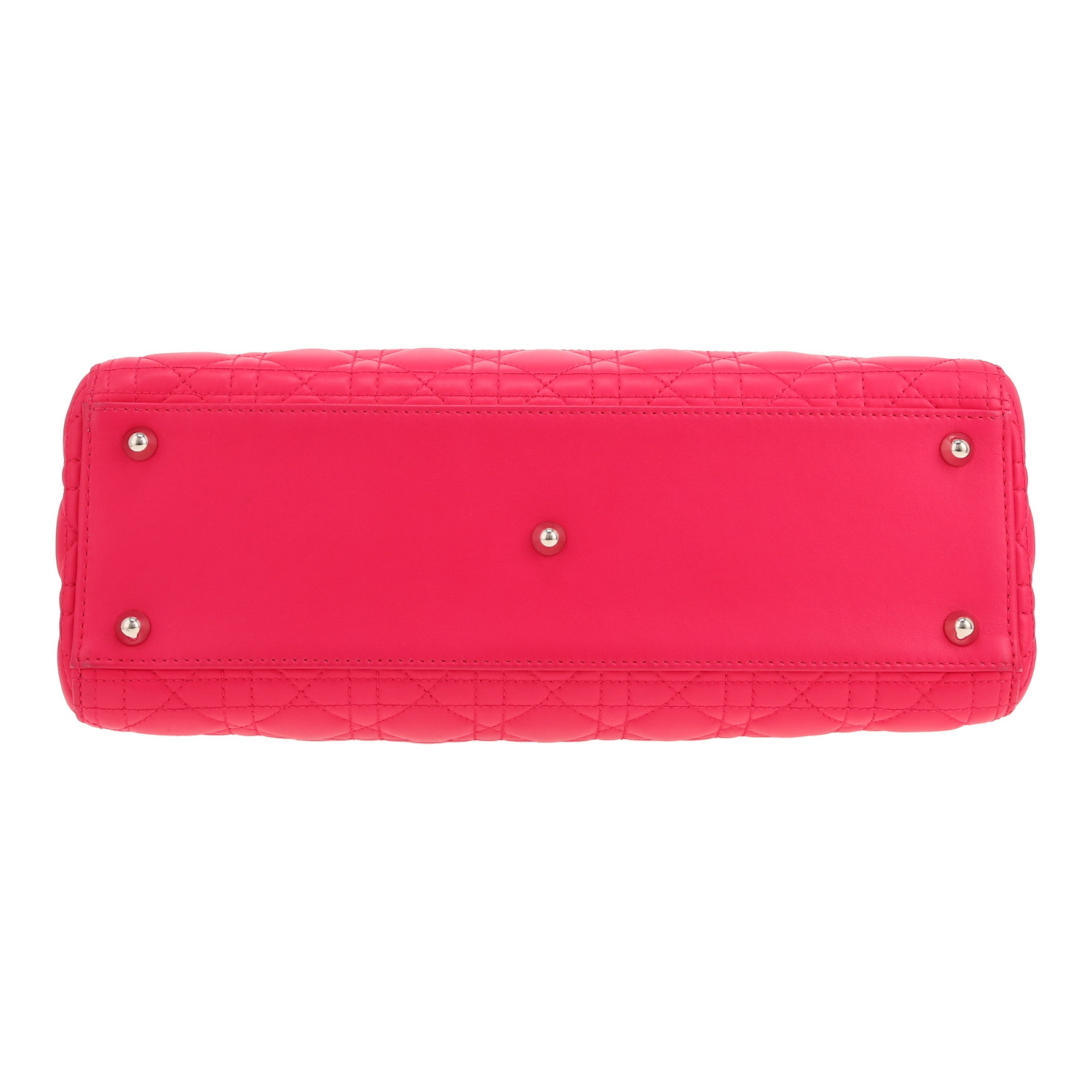 Bolso de mano Dior  Lady Dior en cuero cannage rosa - Detail D1