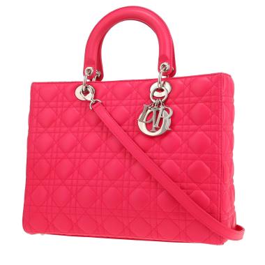 Sac à main Dior  Lady Dior en cuir cannage rose