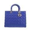 Sac à main Dior  Lady Dior en cuir cannage bleu - 360 thumbnail