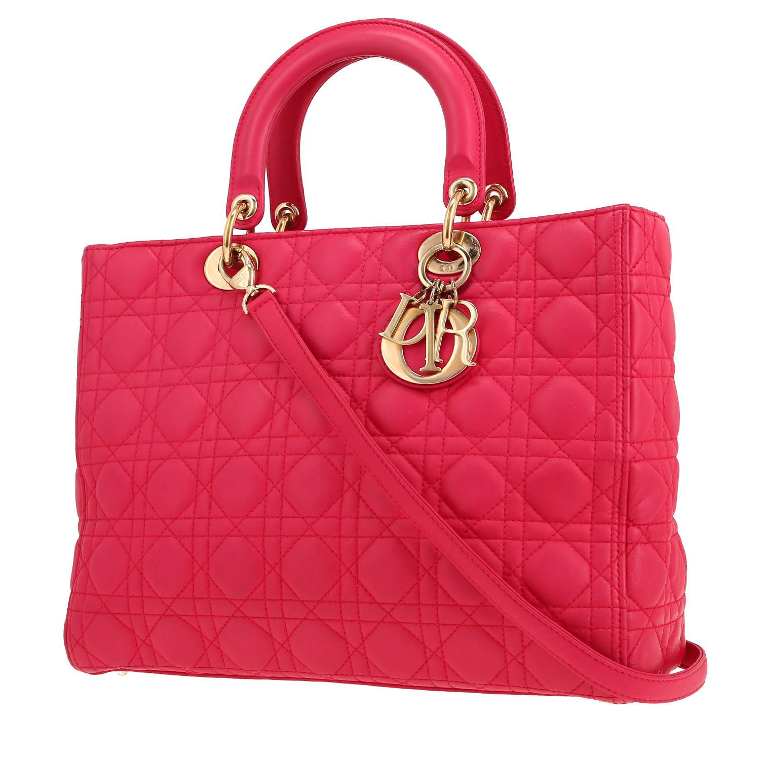 Dior  Lady Dior handbag  in pink leather cannage