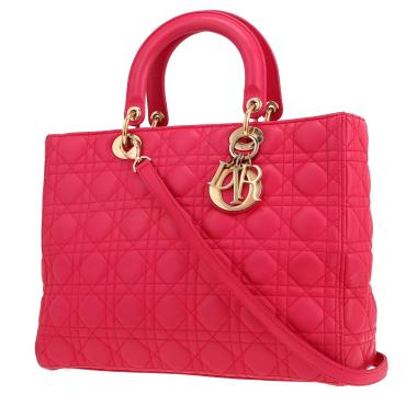 Sac à main Dior  Lady Dior en cuir cannage rose