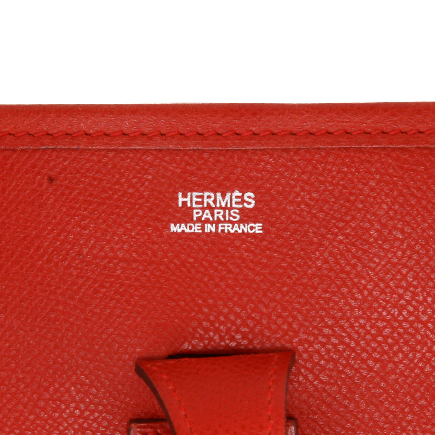 Sac bandoulière Hermès  Evelyne en cuir epsom rouge - Detail D2