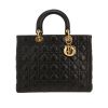 Sac à main Dior  Lady Dior en cuir cannage noir - 360 thumbnail