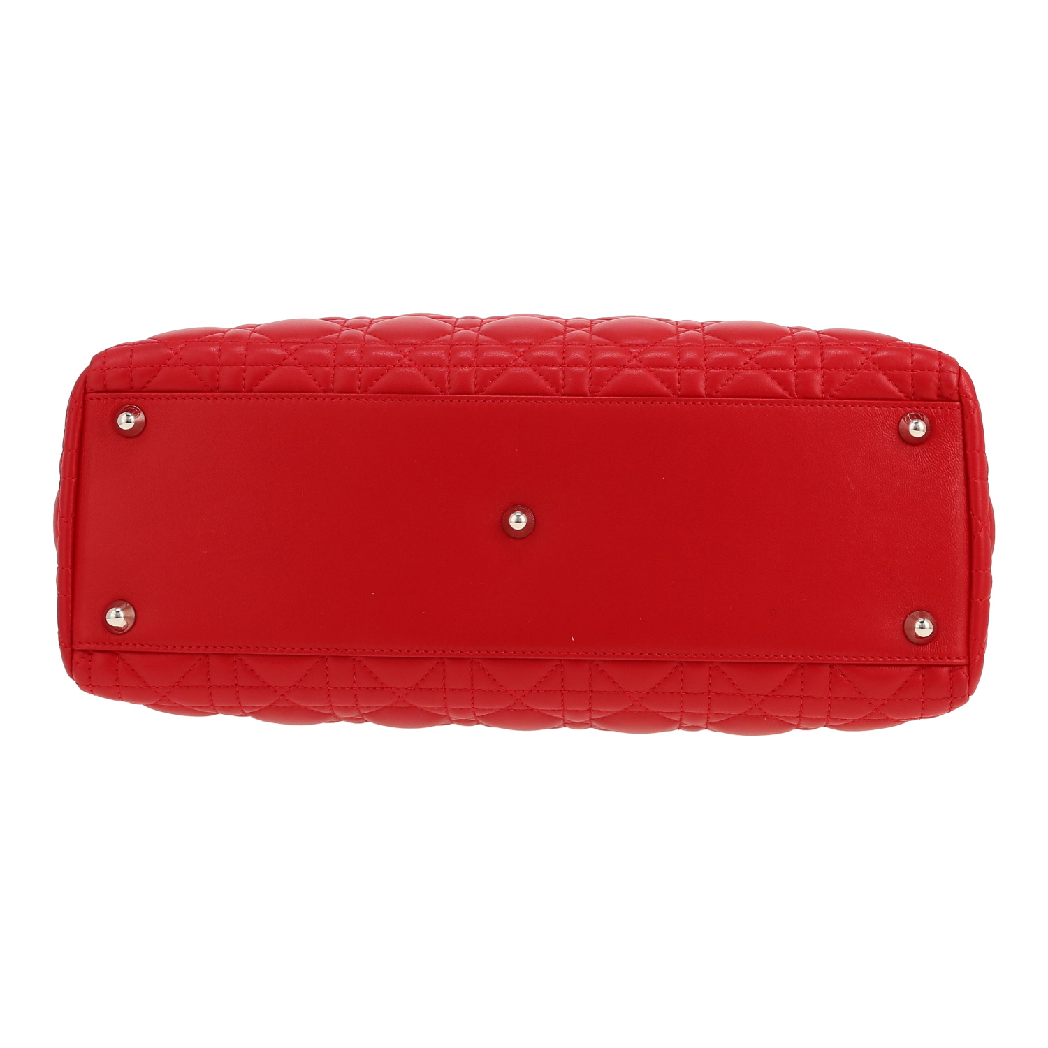 Bolso de mano Dior  Lady Dior en cuero cannage rojo - Detail D1