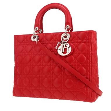 Bolso de mano Dior  Lady Dior en cuero cannage rojo
