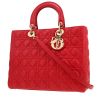 Dior  Lady Dior handbag  in red leather cannage - 00pp thumbnail