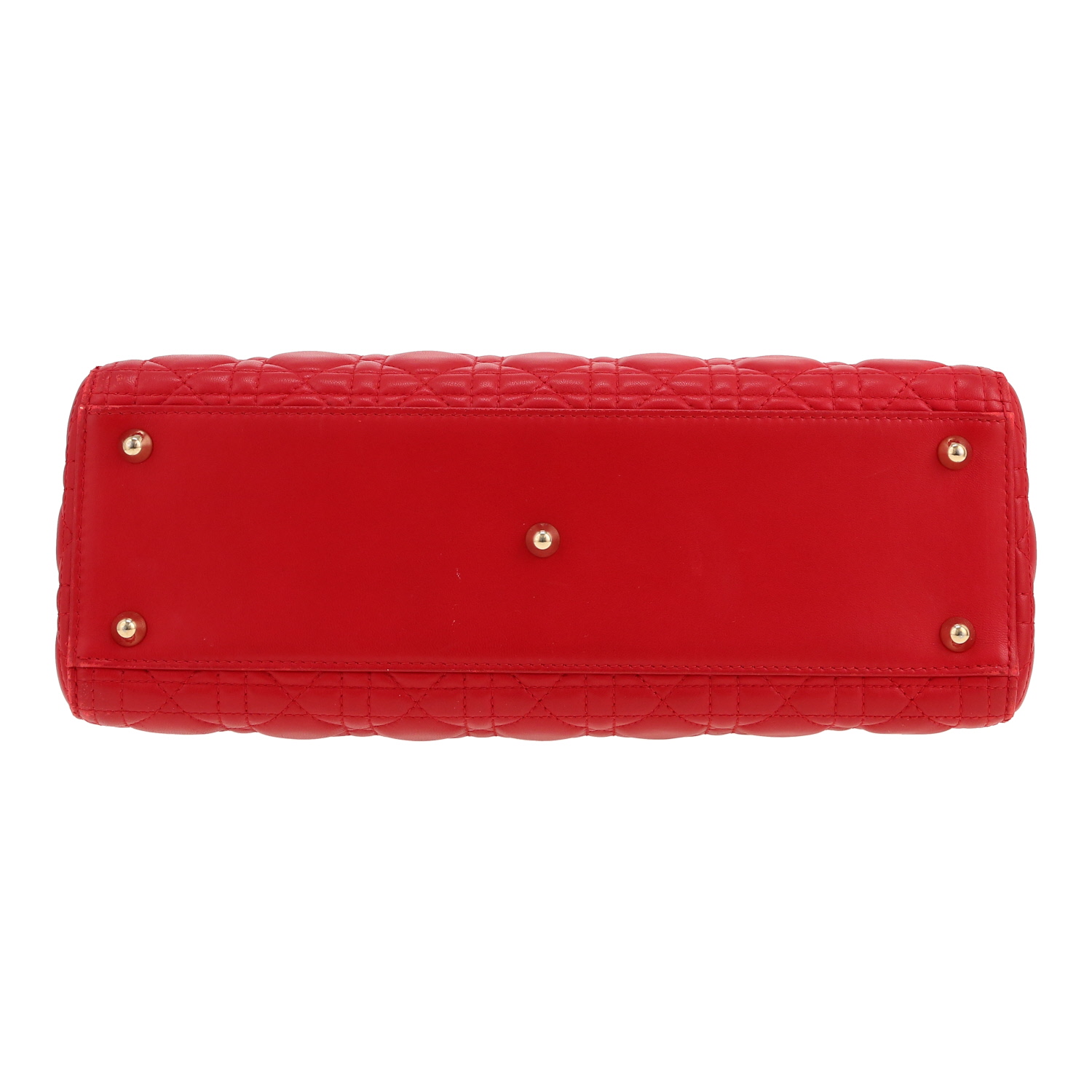 Dior  Lady Dior handbag  in red leather cannage - Detail D1