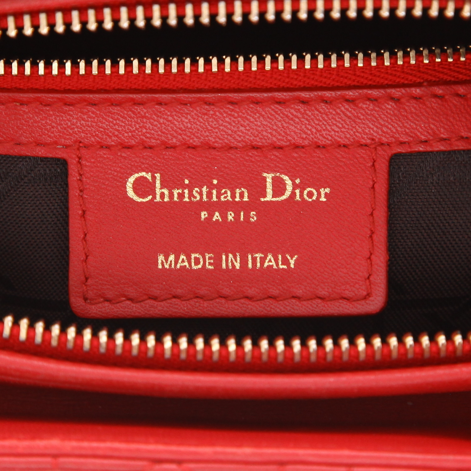 Dior  Lady Dior handbag  in red leather cannage - Detail D2