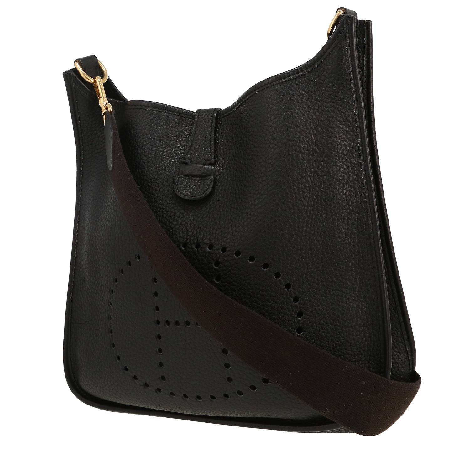 Bolso bandolera Hermès  Evelyne en cuero togo negro