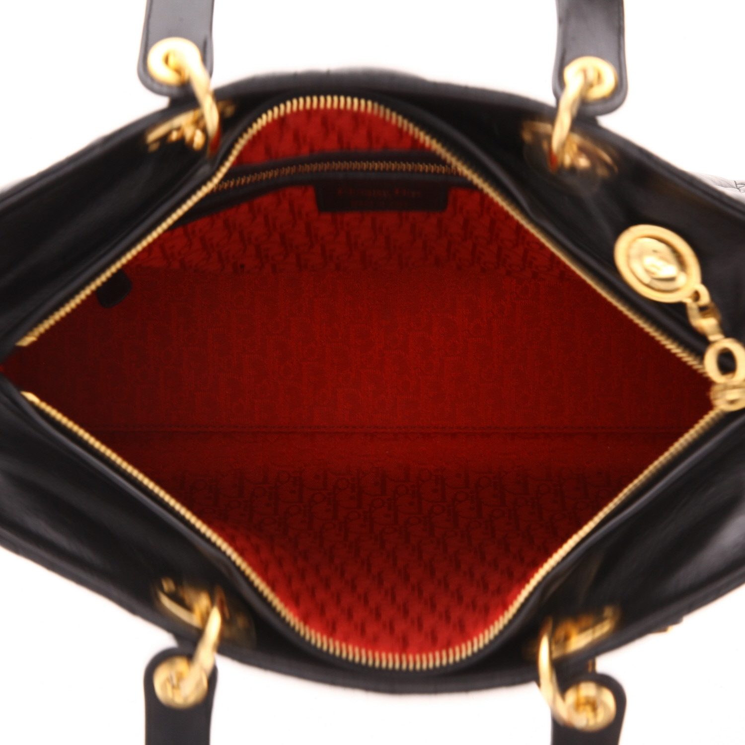 Dior  Lady Dior handbag  in black leather cannage - Detail D3