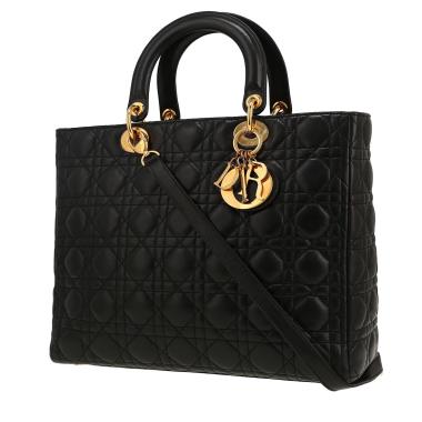 Dior  Lady Dior handbag  in black leather cannage