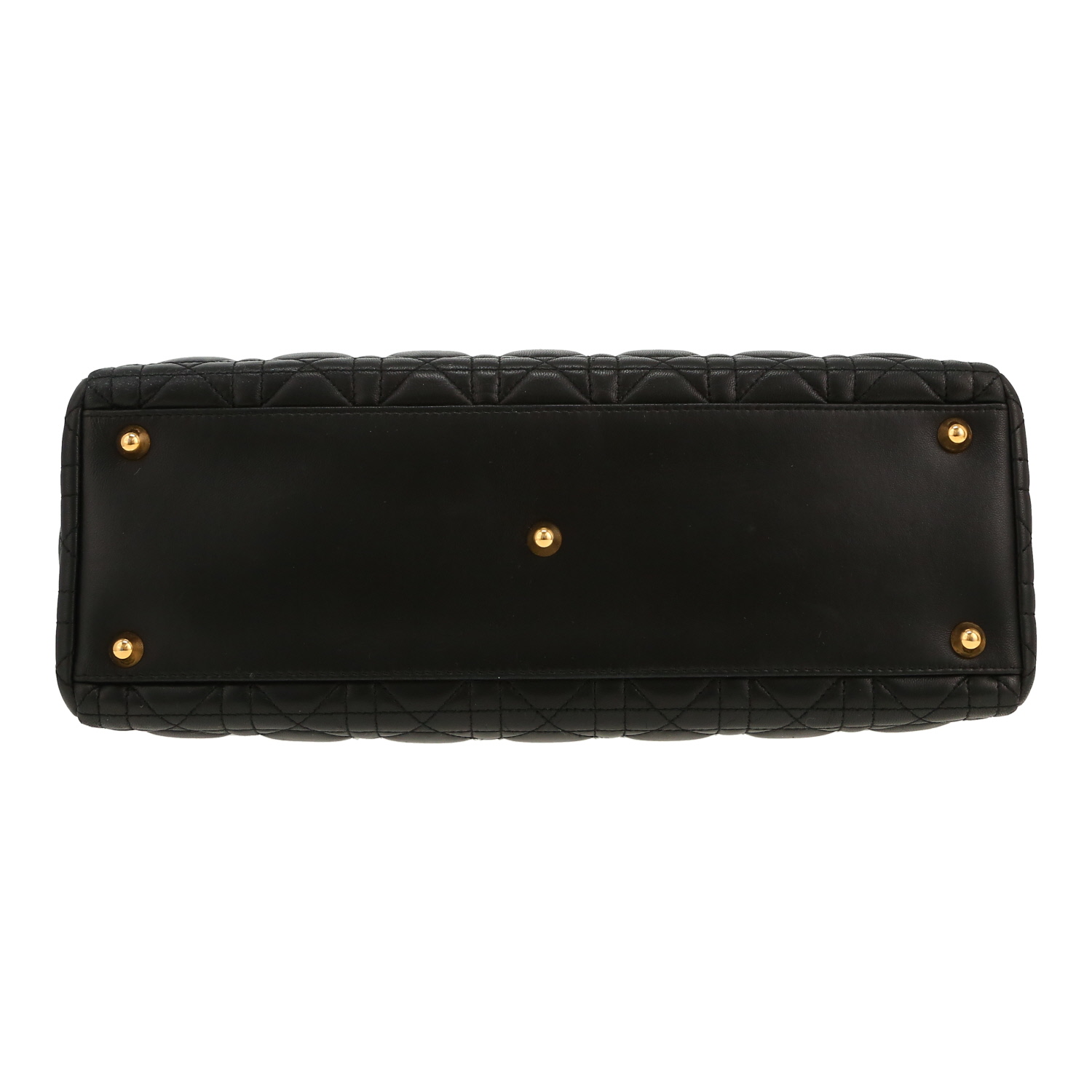 Bolso de mano Dior  Lady Dior modelo grande  en cuero cannage negro - Detail D1