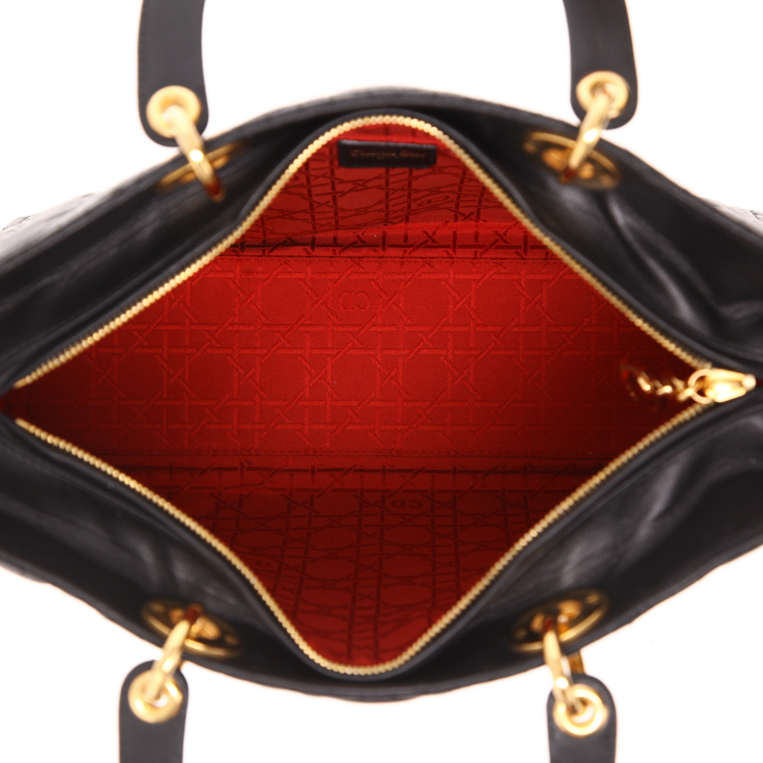 Borsa Dior  Lady Dior modello grande  in pelle cannage nera - Detail D3