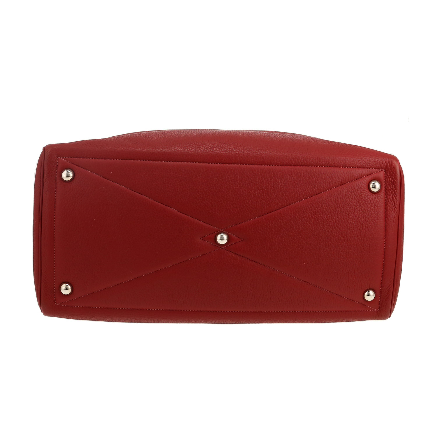 Borsa da viaggio Hermès  Victoria - Travel Bag in pelle togo bordeaux - Detail D1