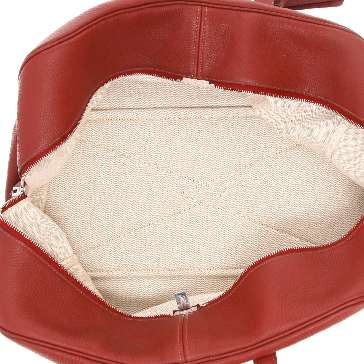 Sac de voyage Hermès  Victoria - Travel Bag en cuir togo bordeaux - Detail D3