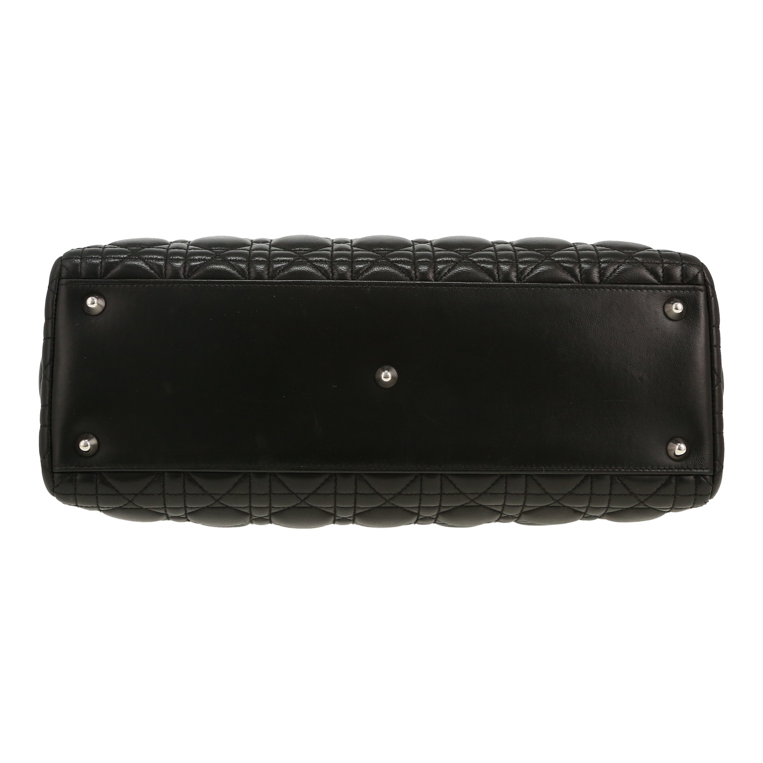 Bolso de mano Dior  Lady Dior modelo grande  en cuero cannage negro - Detail D1