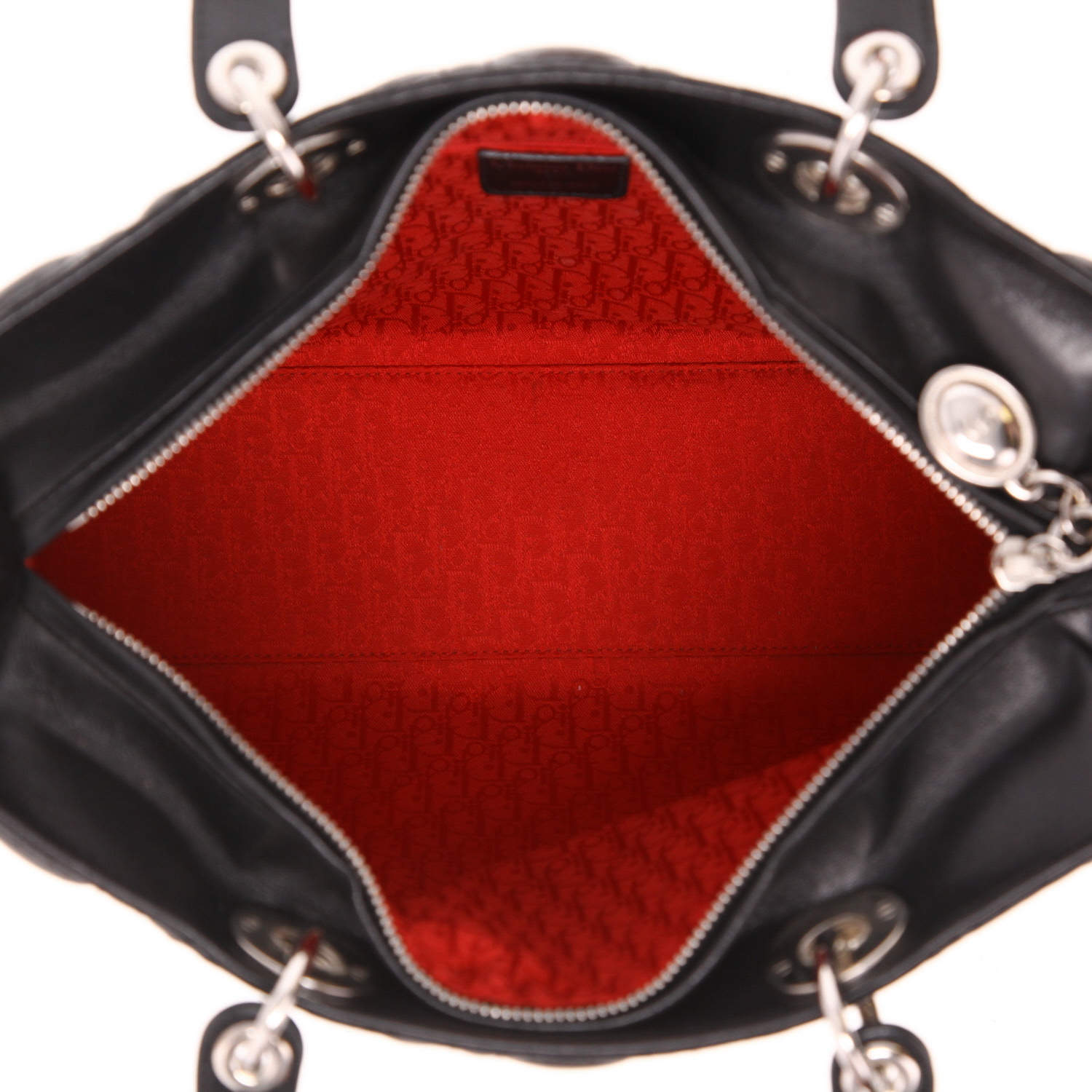 Dior  Lady Dior large model  handbag  in black leather cannage - Detail D3