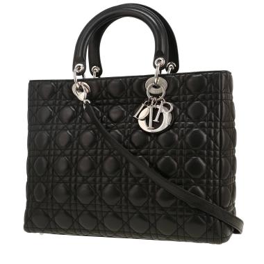 Sac à main Dior  Lady Dior grand modèle  en cuir cannage noir