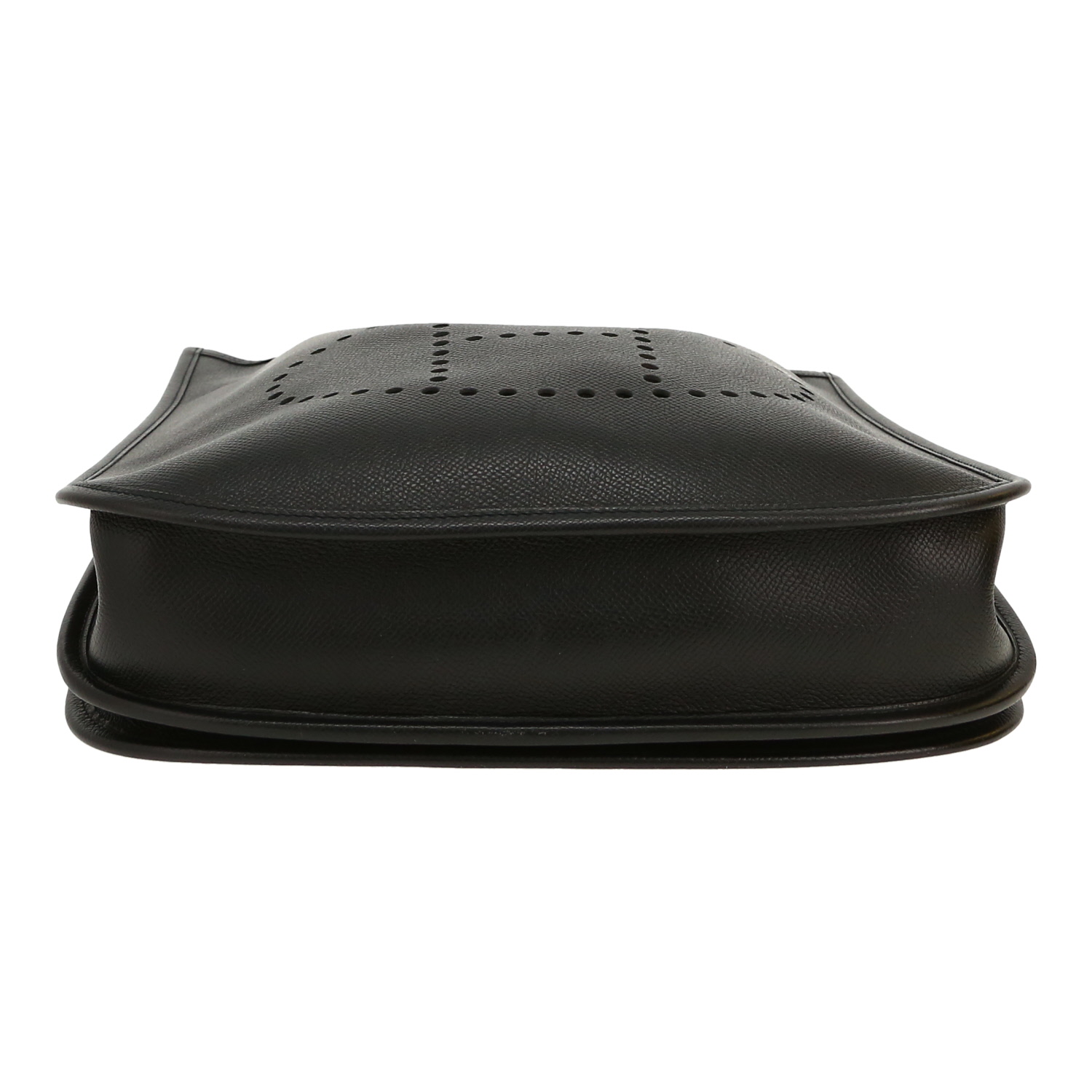 Sac bandoulière Hermès  Evelyne en cuir epsom noir - Detail D1