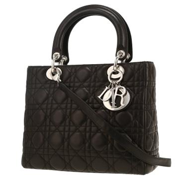 Bolso de mano Dior  Lady Dior en cuero cannage negro