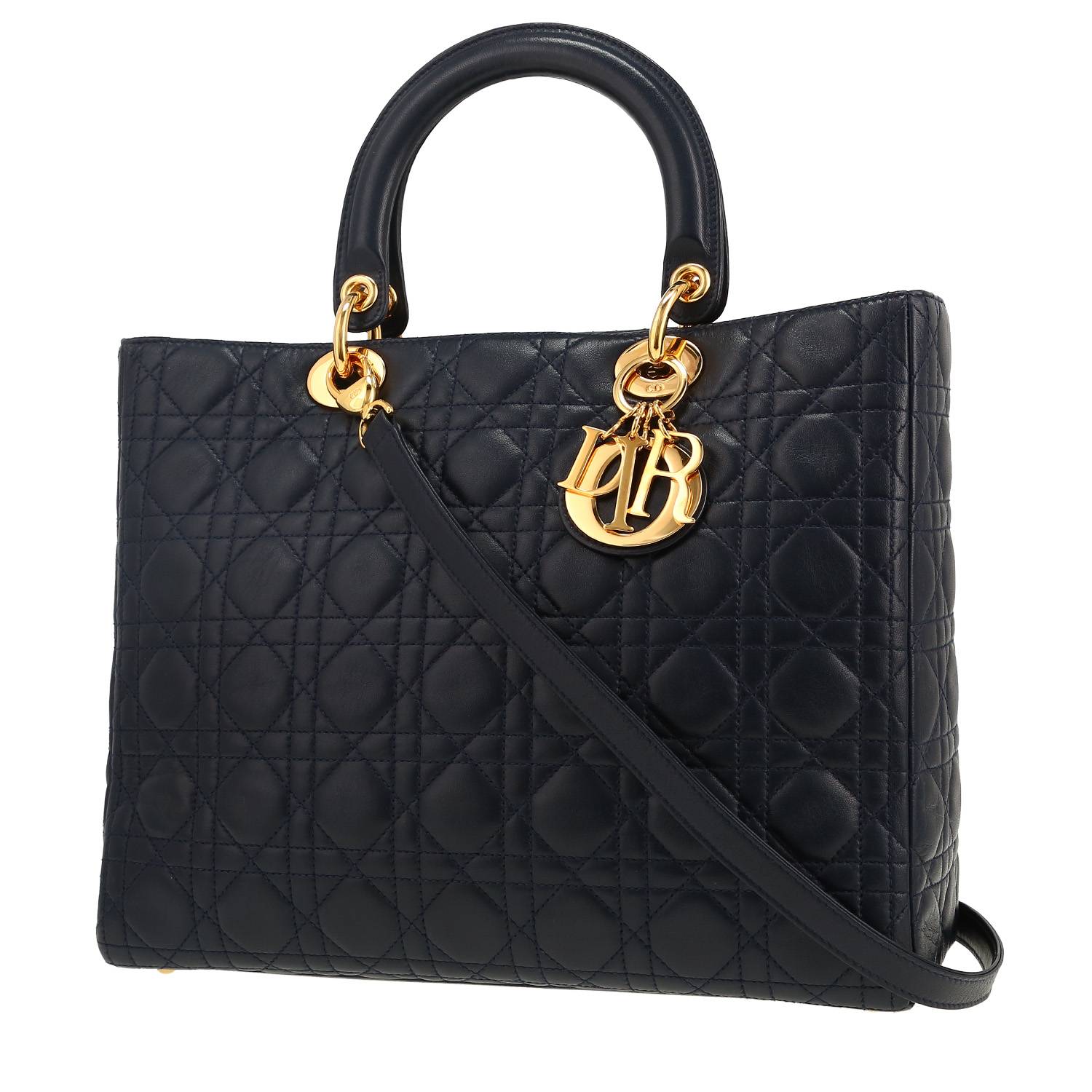 Dior  Lady Dior handbag  in navy blue leather cannage