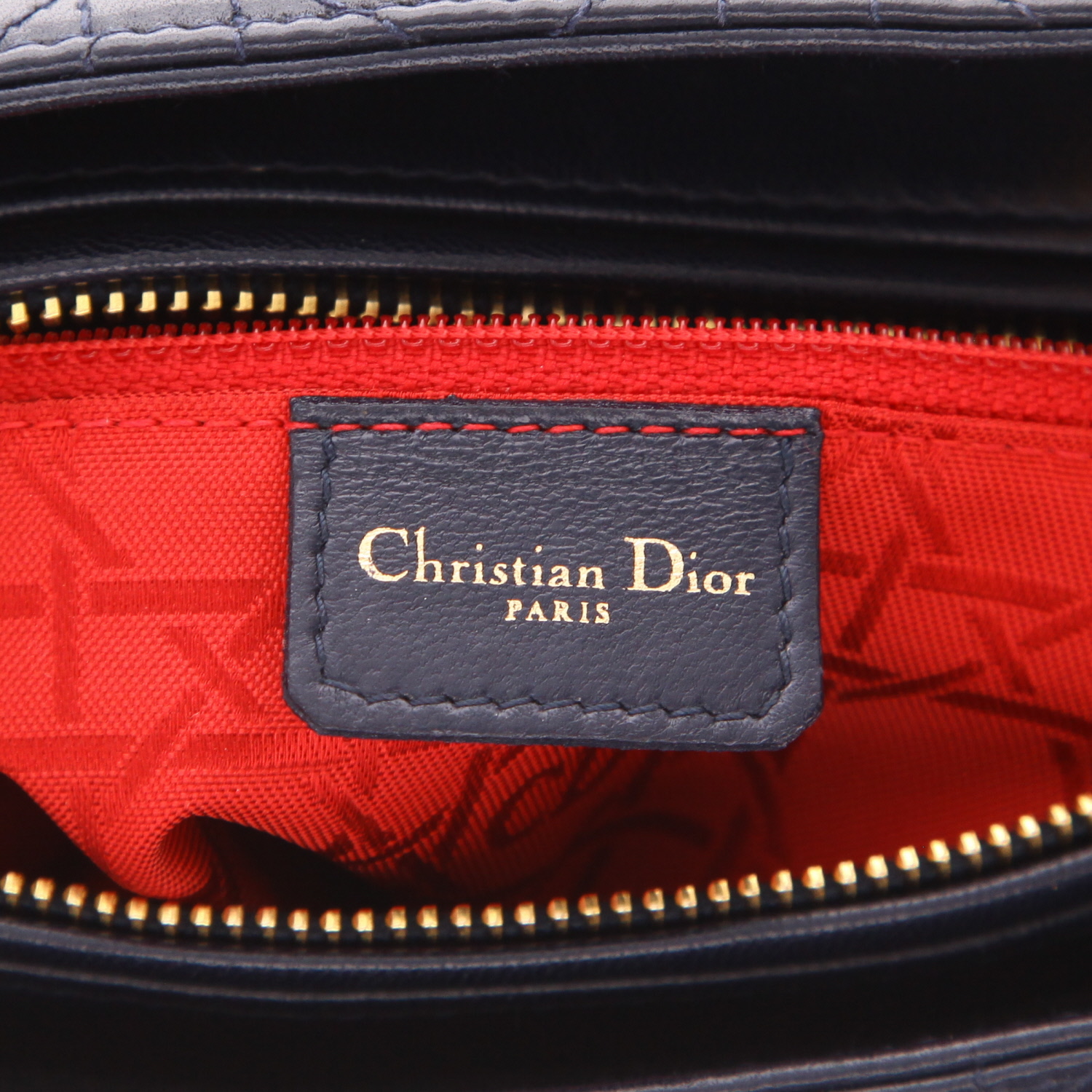 Dior  Lady Dior handbag  in navy blue leather cannage - Detail D2