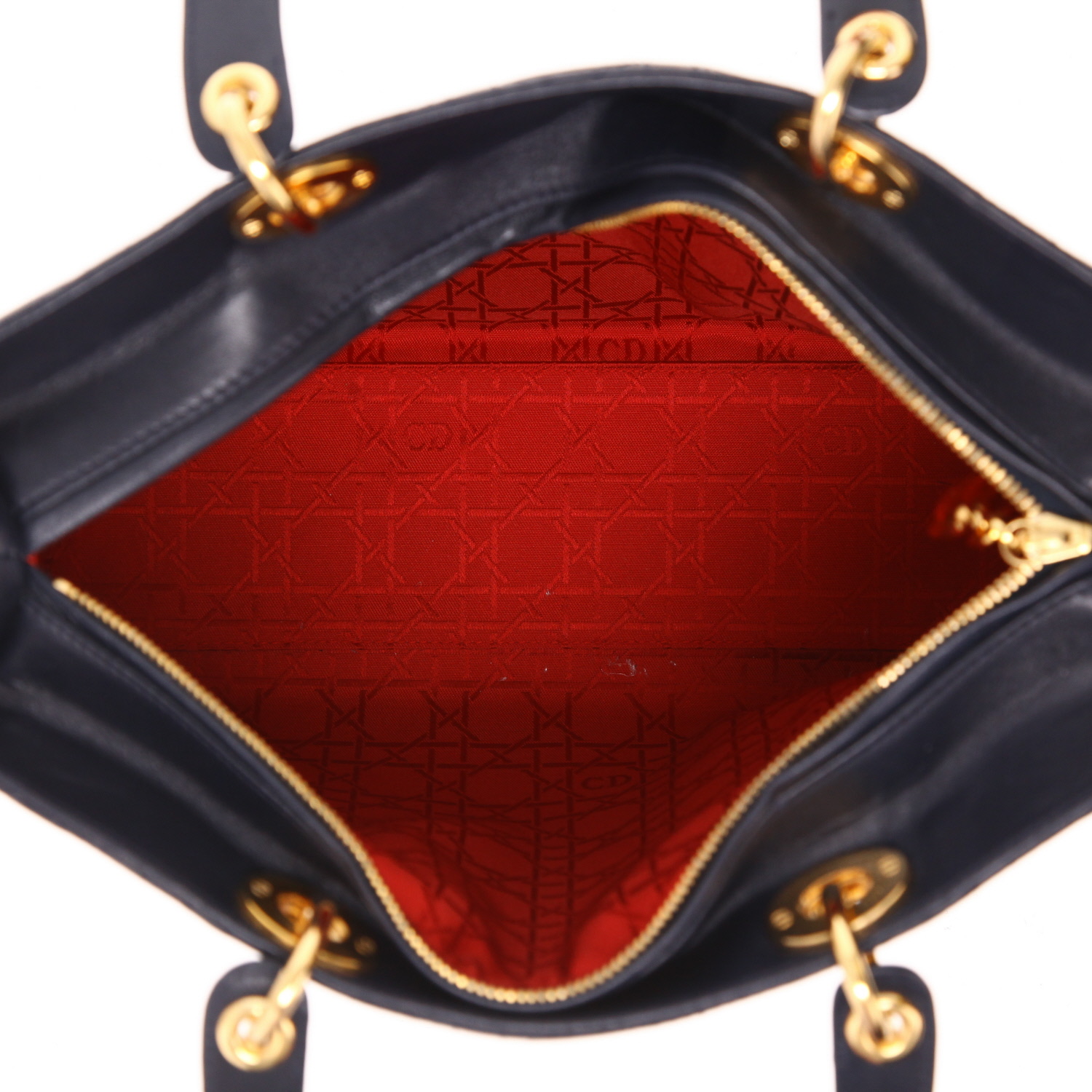 Sac à main Dior  Lady Dior en cuir cannage bleu-marine - Detail D3