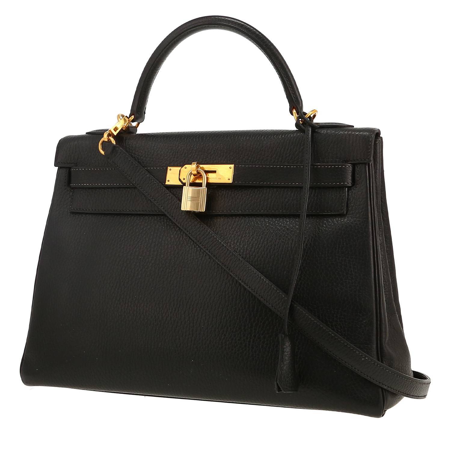 Sac à main Hermès  Kelly 32 cm en cuir Ardenne noir