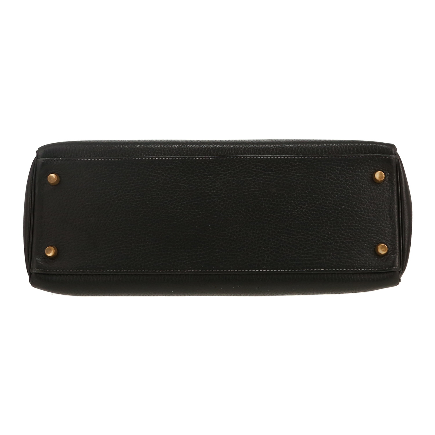 Bolso de mano Hermès  Kelly 32 cm en cuero Ardenne negro - Detail D1