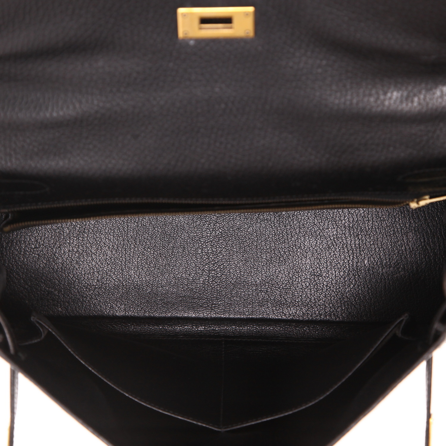 Bolso de mano Hermès  Kelly 32 cm en cuero Ardenne negro - Detail D3