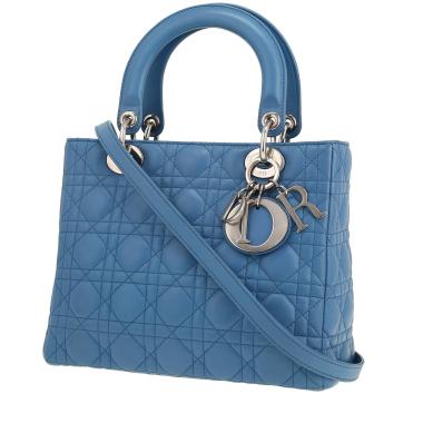 Dior  Lady Dior handbag  in blue leather cannage