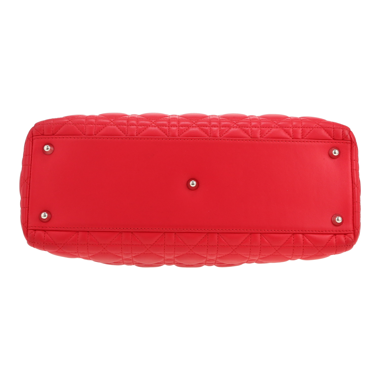 Dior  Lady Dior handbag  in red leather cannage - Detail D1