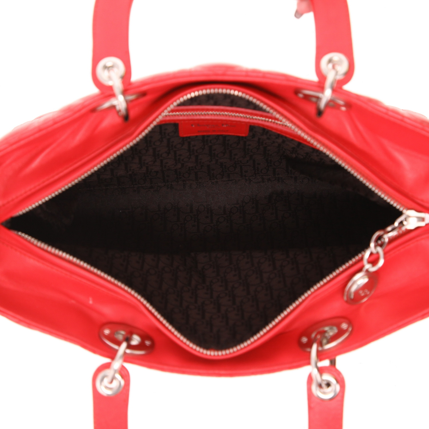 Sac à main Dior  Lady Dior en cuir cannage rouge - Detail D3