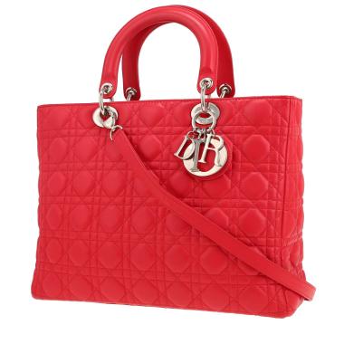 Bolso de mano Dior  Lady Dior en cuero cannage rojo