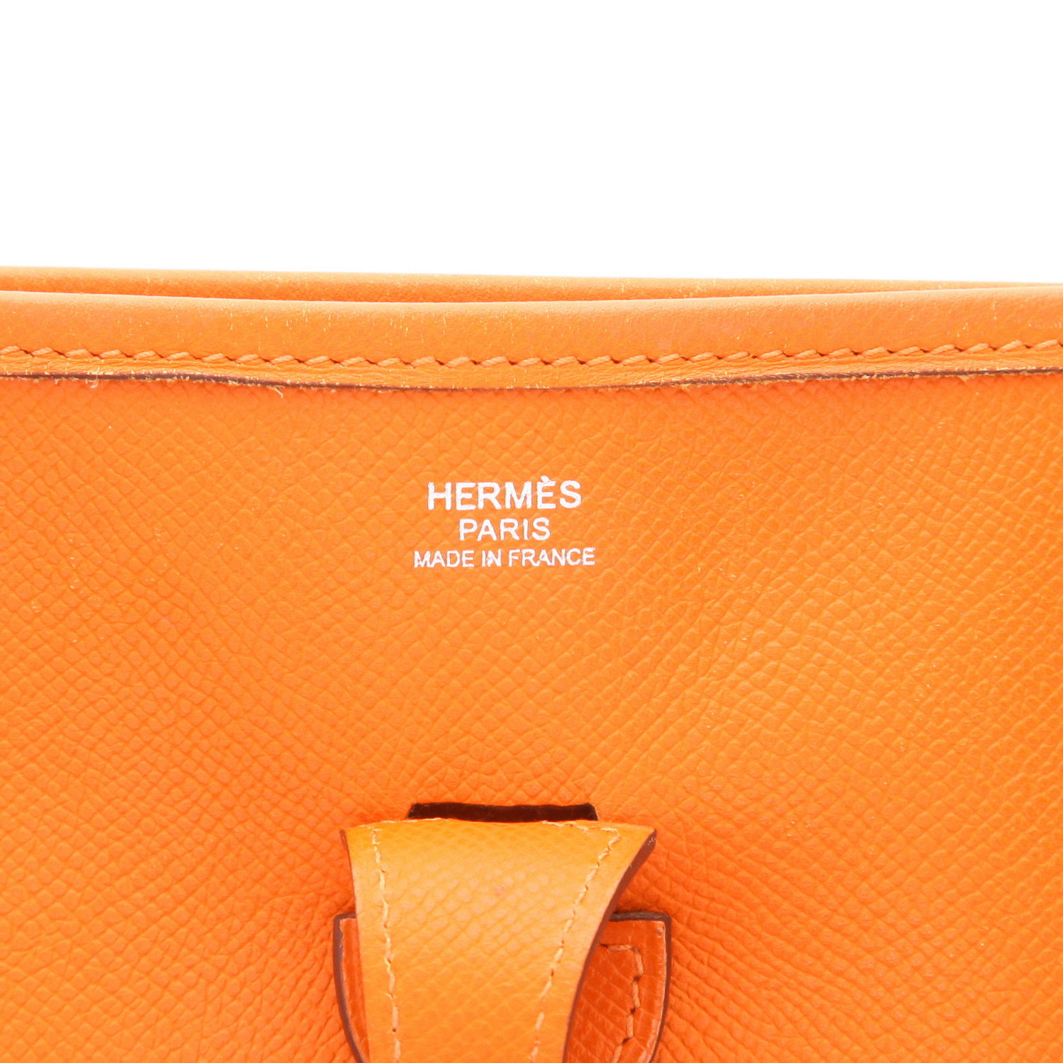 Hermès  Evelyne shoulder bag  in orange epsom leather - Detail D2