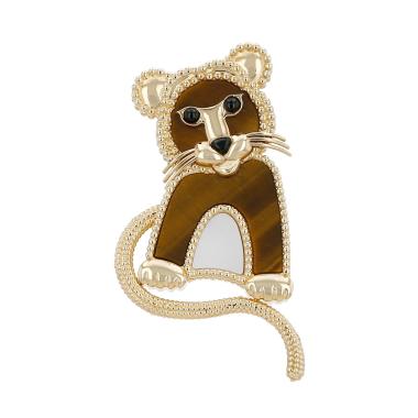 Van Cleef & Arpels Lucky Animal Tigre brooch-pendant in yellow gold, tiger eye stone and mother of pearl