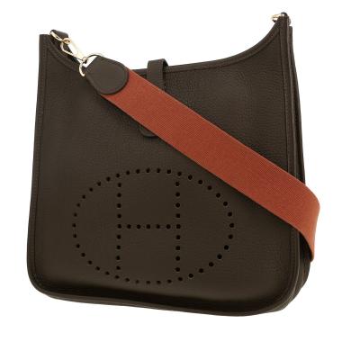 Sac bandoulière Hermès  Evelyne en cuir togo vert-kaki