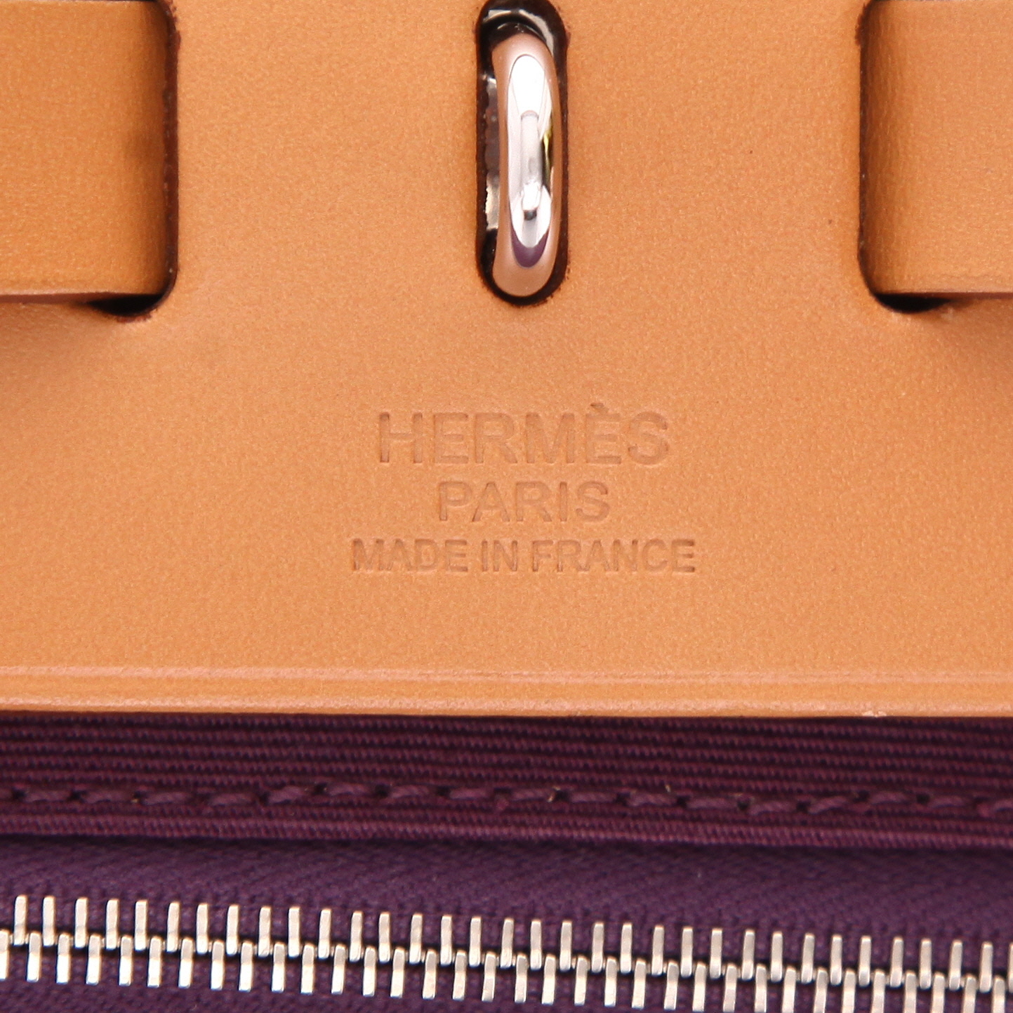 Sac porté épaule ou main Hermès  Herbag en toile violette et vache Hunter - Detail D2